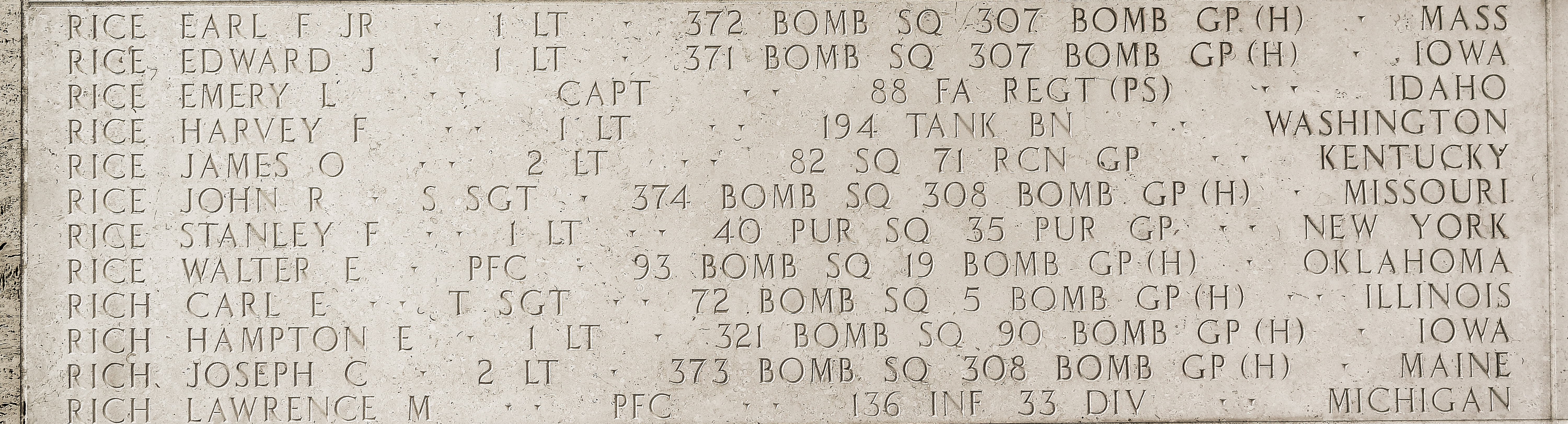 Carl E. Rich, Technical Sergeant